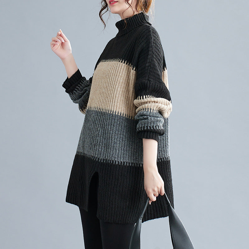 Renk bloklu oversize triko bluz