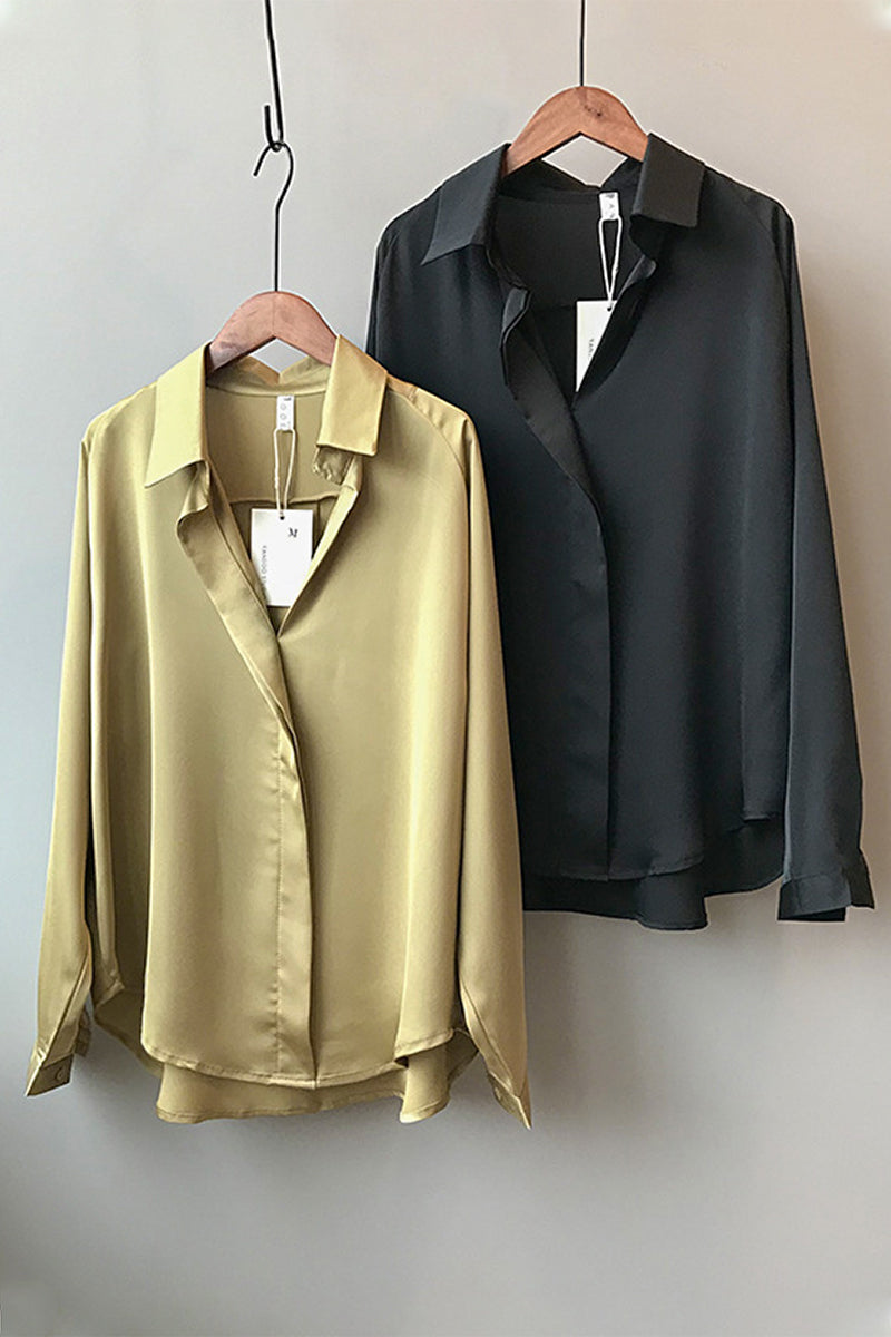 Uzun kollu saten bluz