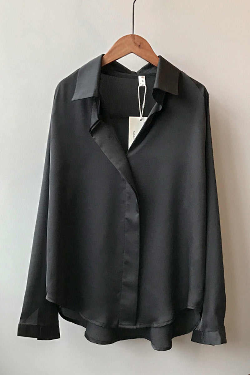 Uzun kollu saten bluz