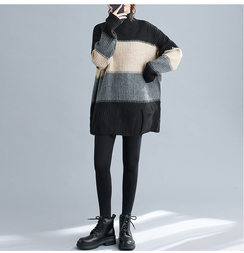 Renk bloklu oversize triko bluz