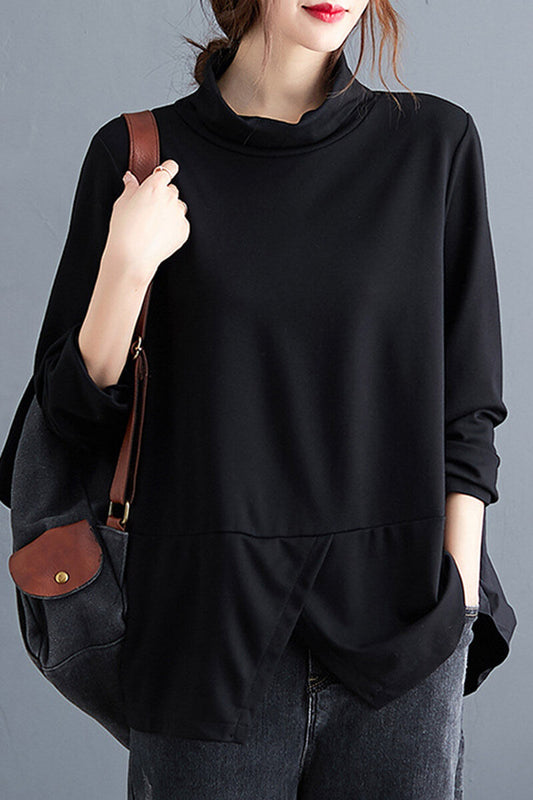 Yüksek yakalı ofis bluzu