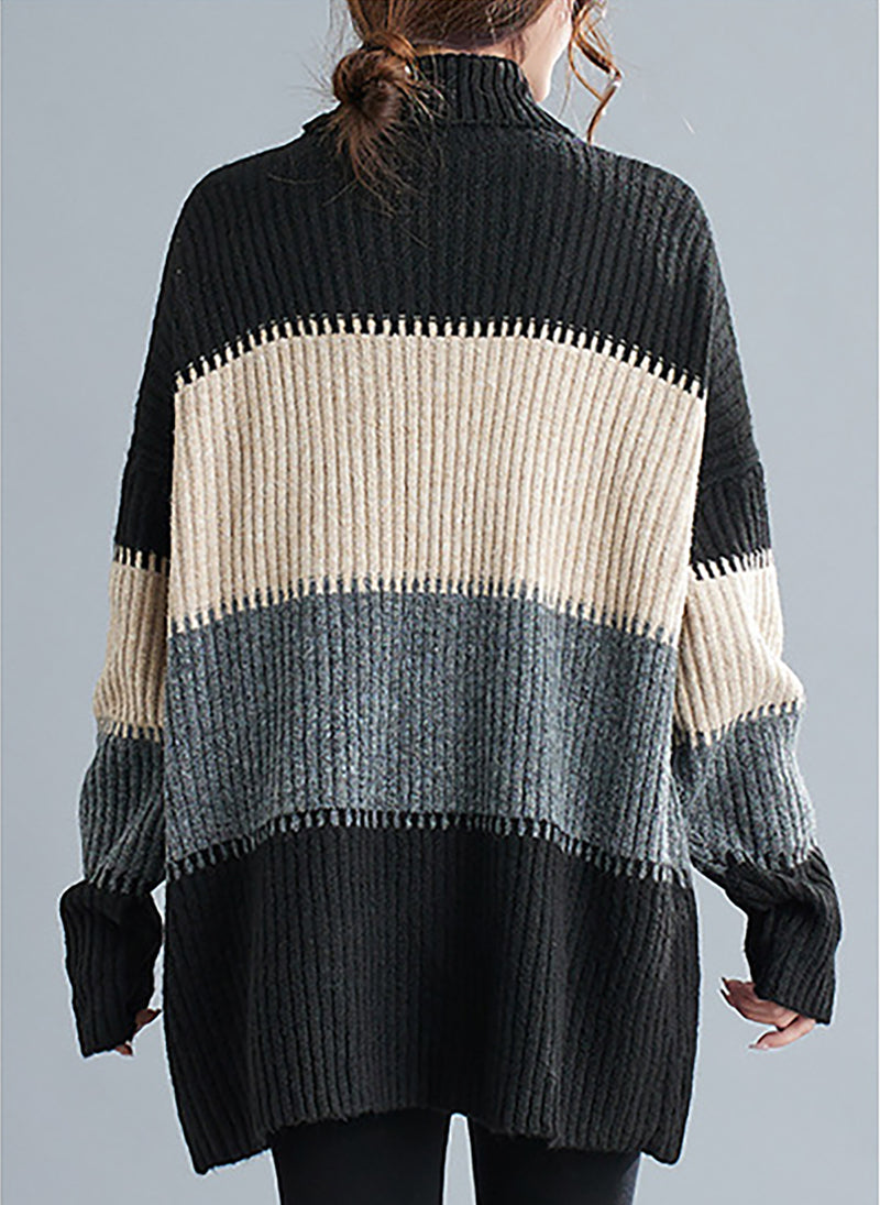 Renk bloklu oversize triko bluz