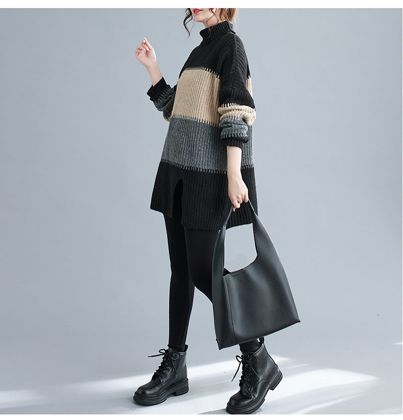 Renk bloklu oversize triko bluz