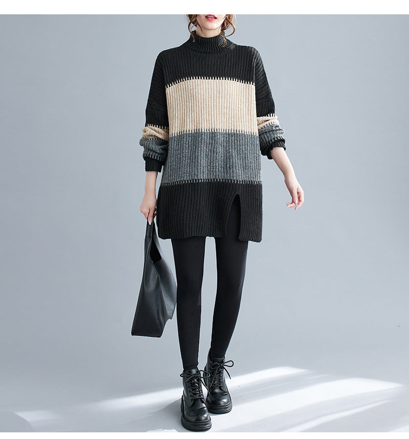 Renk bloklu oversize triko bluz