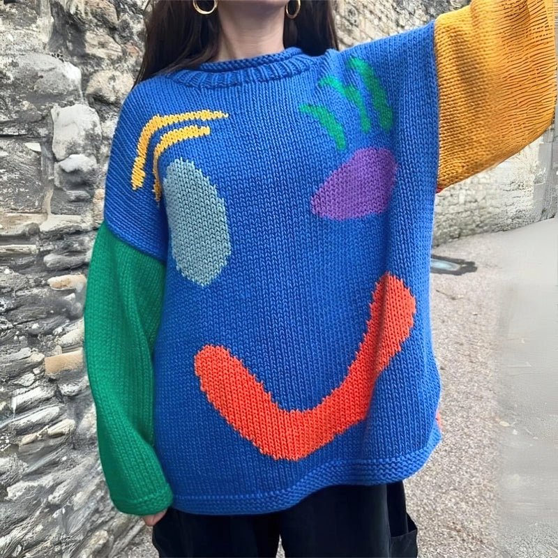 büyük beden kalın örgü gülümseyen bluz