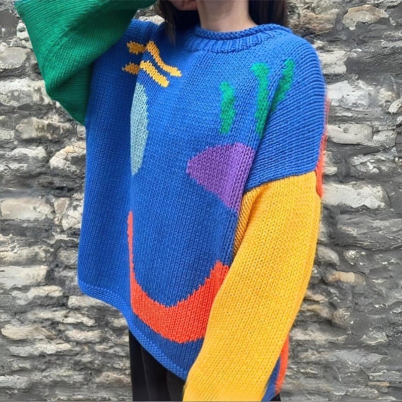 büyük beden kalın örgü gülümseyen bluz