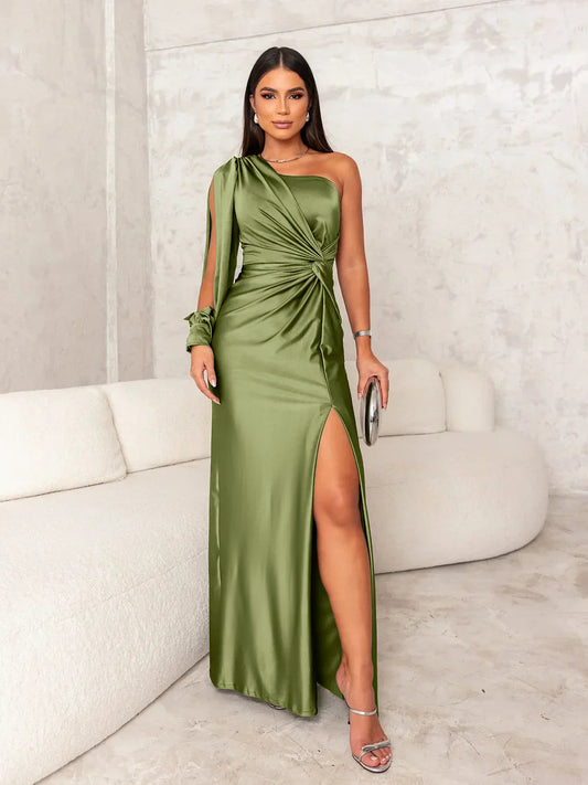 Nadia | Işıltılı Saten Elbise