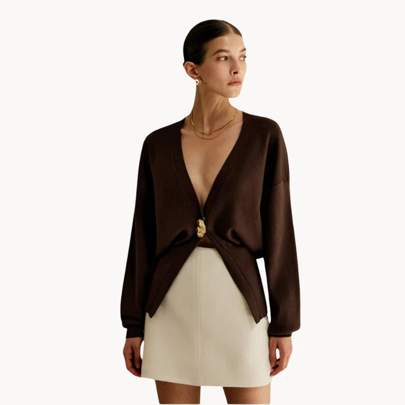 Maria | Düz altın düğmeli hırka