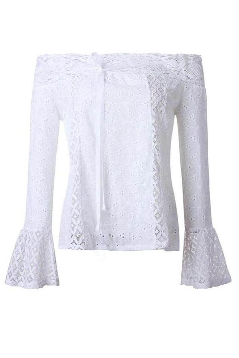 Omuzdan omuza dantel bluz