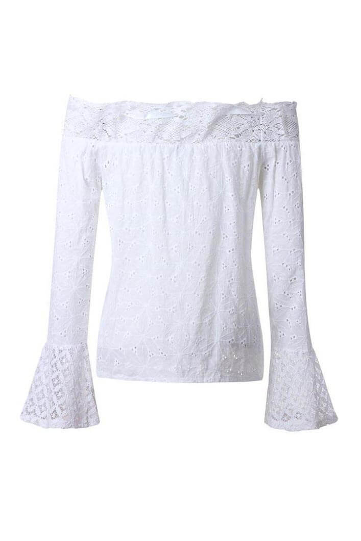Omuzdan omuza dantel bluz